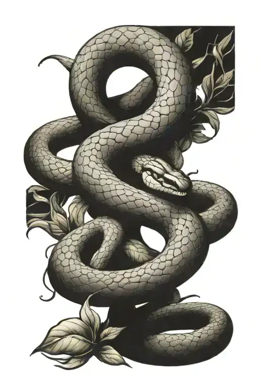 Forbidden Fruit eve bibical clasping snake tattoo design idea