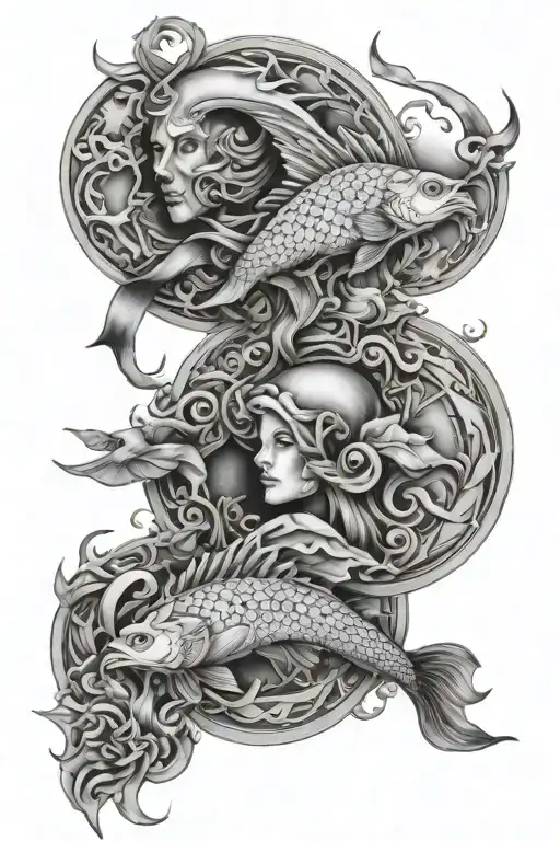 Pisces, Taurus & Gemini realism tattoo design idea