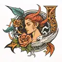 draws a tattoo with foreground character sagittarius, which is intertwined with the sign of scorpio and pisces all styli tattoo design idea