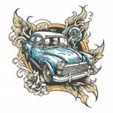 Car drift tattoo design idea