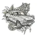 Car drift tattoo design idea