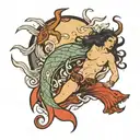 siren calling man to drown tattoo design idea