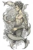 siren calling man to drown tattoo design idea