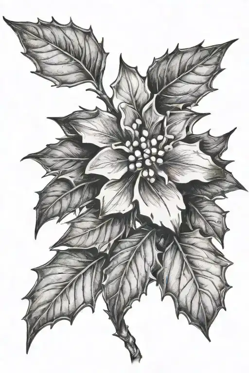 Holly Flower Drawing masculine tattoo tattoo design idea
