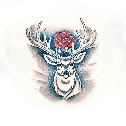 deer head  tattoo design idea