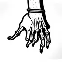 skeleton hand holding 5 cards tattoo design idea
