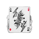 skeleton hand holding 5 poker cards tattoo design idea
