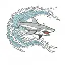 wave hammer shark jumping tattoo design idea