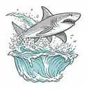 wave hammer shark jumping tattoo design idea