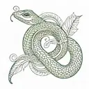 infinity symbol in the shape of a snake with a 9 leaf lotus above tattoo design idea