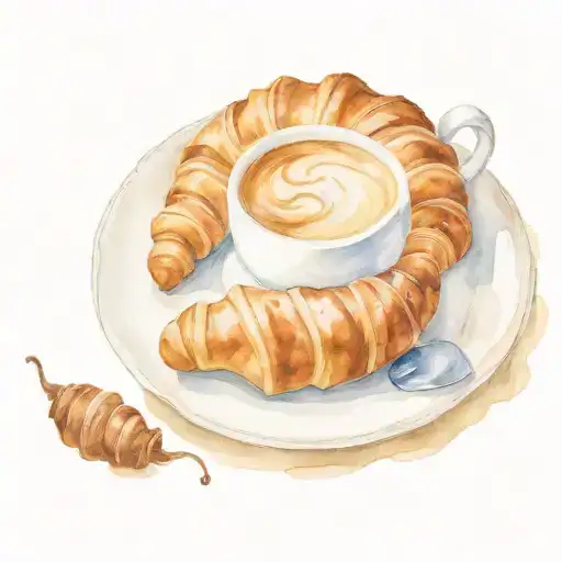 A plate of croissant with coffee  tattoo design idea