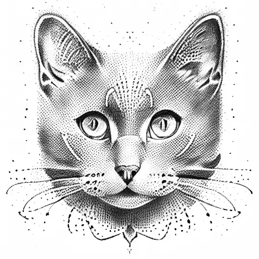 russian blue cat tattoo design idea