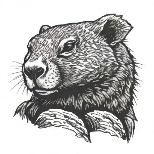 sleeping marmot tattoo design idea