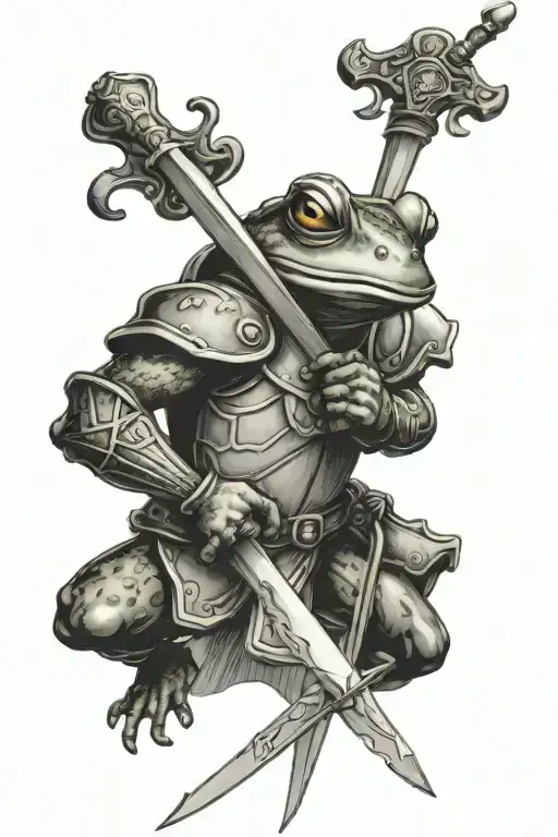 frog knight holding a sword tattoo design idea