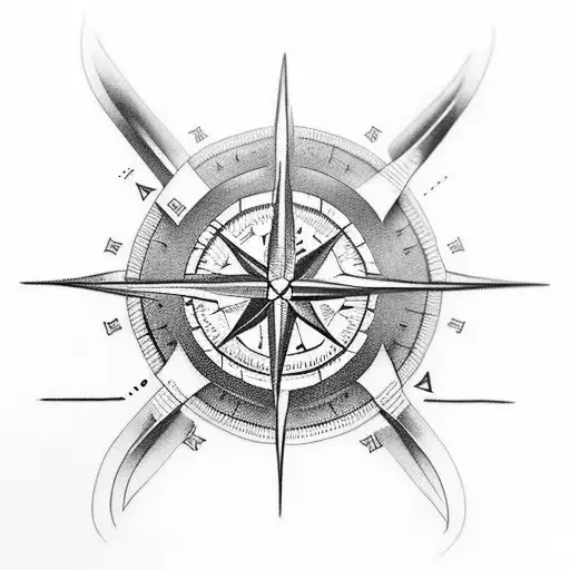 Combine the elements of a kangaroo and a compass in a unique way tattoo design idea