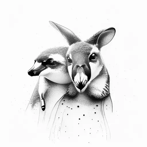 Design a tattoo showcasing the beauty of Australian wildlife, such as kangaroos and penguins tattoo design idea