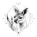 Combine the elements of a kangaroo and a compass in a unique way tattoo design idea