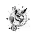 Combine the elements of a kangaroo and a compass in a unique way tattoo design idea