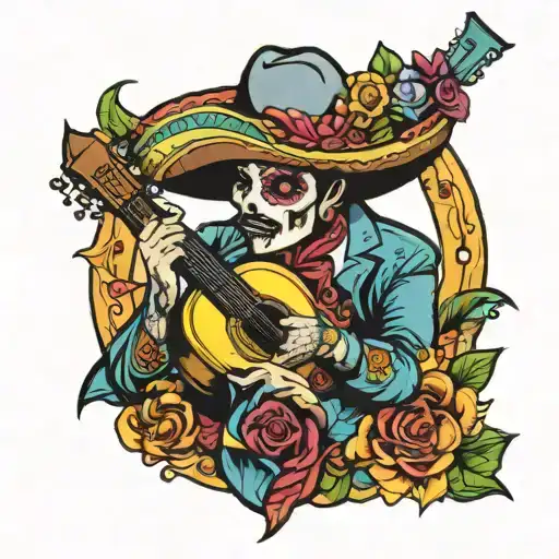 colorful mariachi tattoo design idea