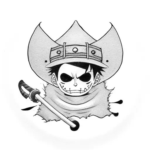luffy hat witch zorro katanas tattoo design idea