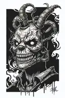 FNAR game character Springtrap portrait half animatronic, half human, dark tattoo design idea