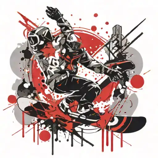 undead on a snowboard tattoo design idea