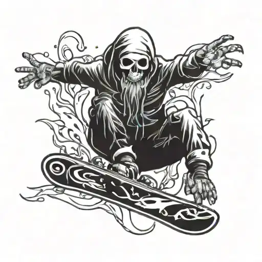 undead on a snowboard tattoo design idea