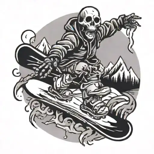 undead on a snowboard tattoo design idea