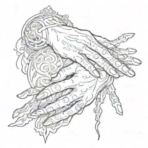 grandmom death prayer hands tattoo design idea
