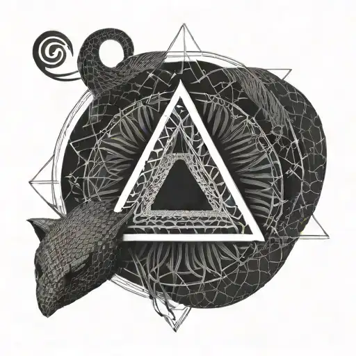 an inverted triangle enclosed in a circle. In the triangle, there was a black snake that snaked its way to the tattoo design idea
