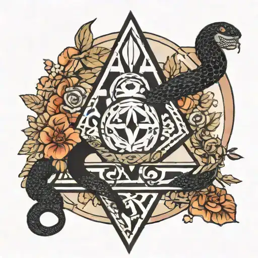 It was an inverted triangle enclosed in a circle. In the triangle, there was a black snake that snaked its way to the tattoo design idea