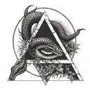 an inverted triangle enclosed in a circle. In the triangle, there was a black snake that snaked its way to the tattoo design idea
