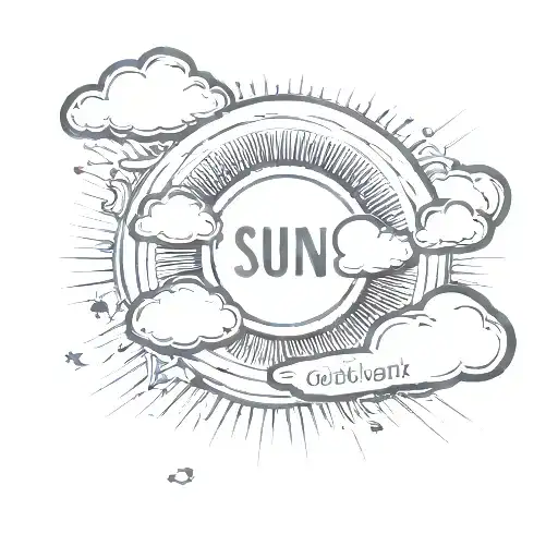 Sun rays with clouds and words tattoo design idea