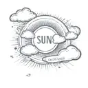 Sun rays with clouds and words tattoo design idea