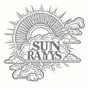 Sun rays with clouds and words tattoo design idea