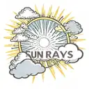Sun rays with clouds and words tattoo design idea