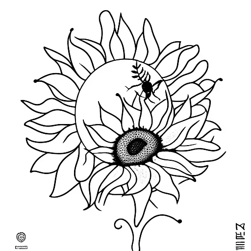 Sunflower and bee tattoo design idea