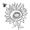 Sunflower and bee tattoo design idea