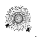 Sunflower and bee tattoo design idea