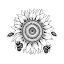 Sunflower and bee tattoo design idea