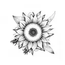 Sunflower and bee tattoo design idea