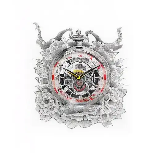 orologio in nuemri romani che indica le 19:48 tattoo design idea