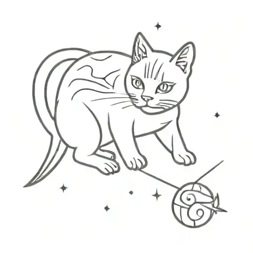 Bacon and Cat In Space tattoo design idea