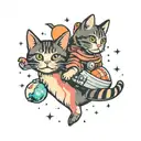 Bacon and Cat In Space tattoo design idea