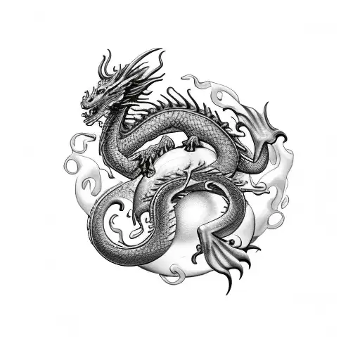 Dragon protecting 3 eggs  tattoo design idea