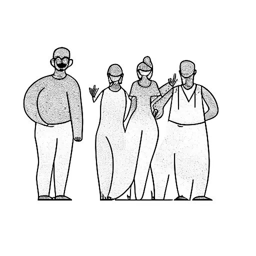 a group of people posing for a picture tattoo design idea