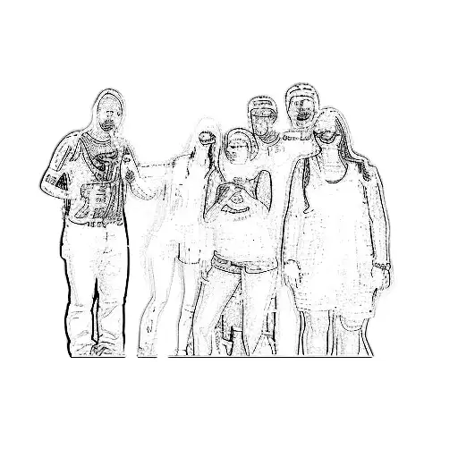 a group of people posing for a picture tattoo design idea