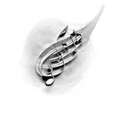 Musical notes transforming into birds tattoo design idea