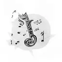 Musical notes transforming into birds tattoo design idea