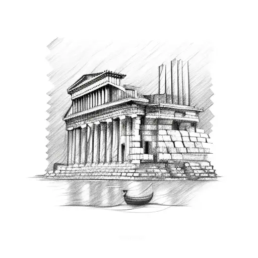Opera House and Acropolis tattoo design idea